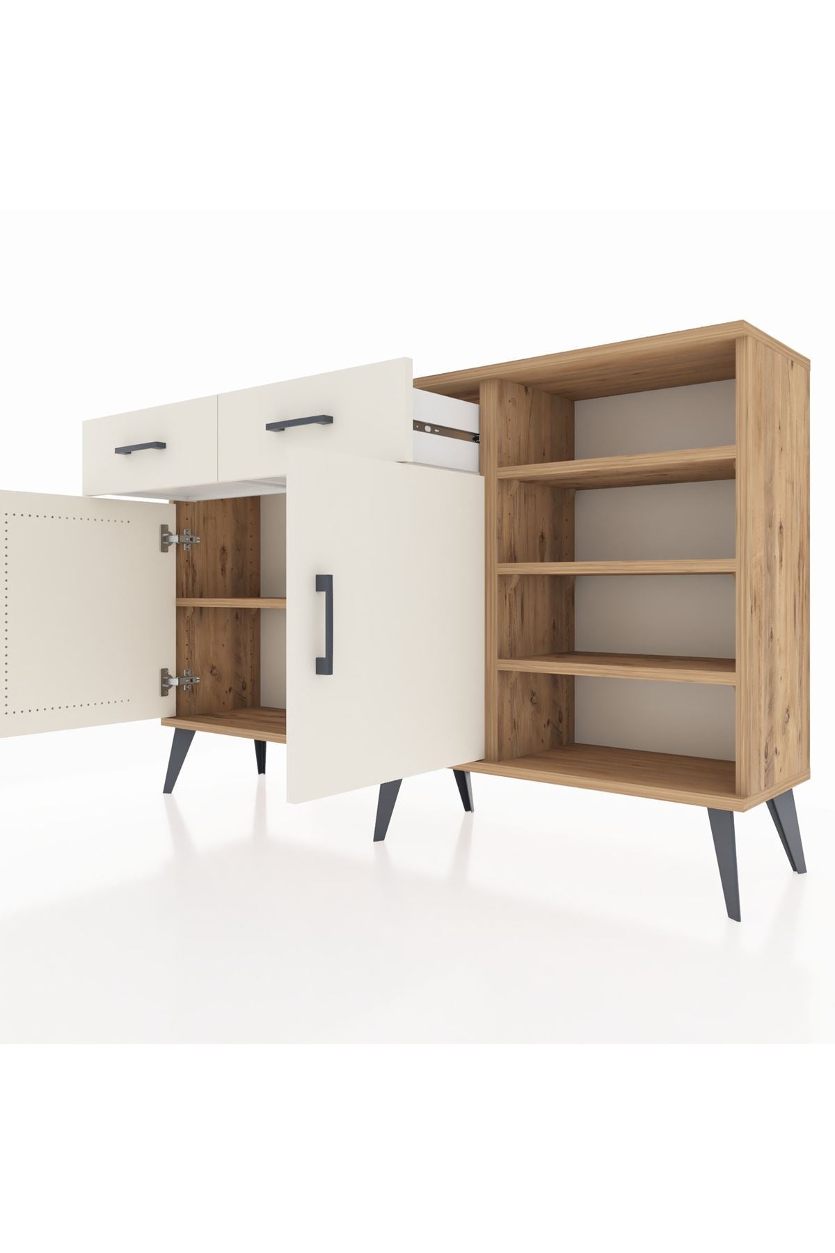 Arges Konsol 5 Raflı 2 Çekmeceli 2 Kapaklı 132x30x83 - S144M024V22A