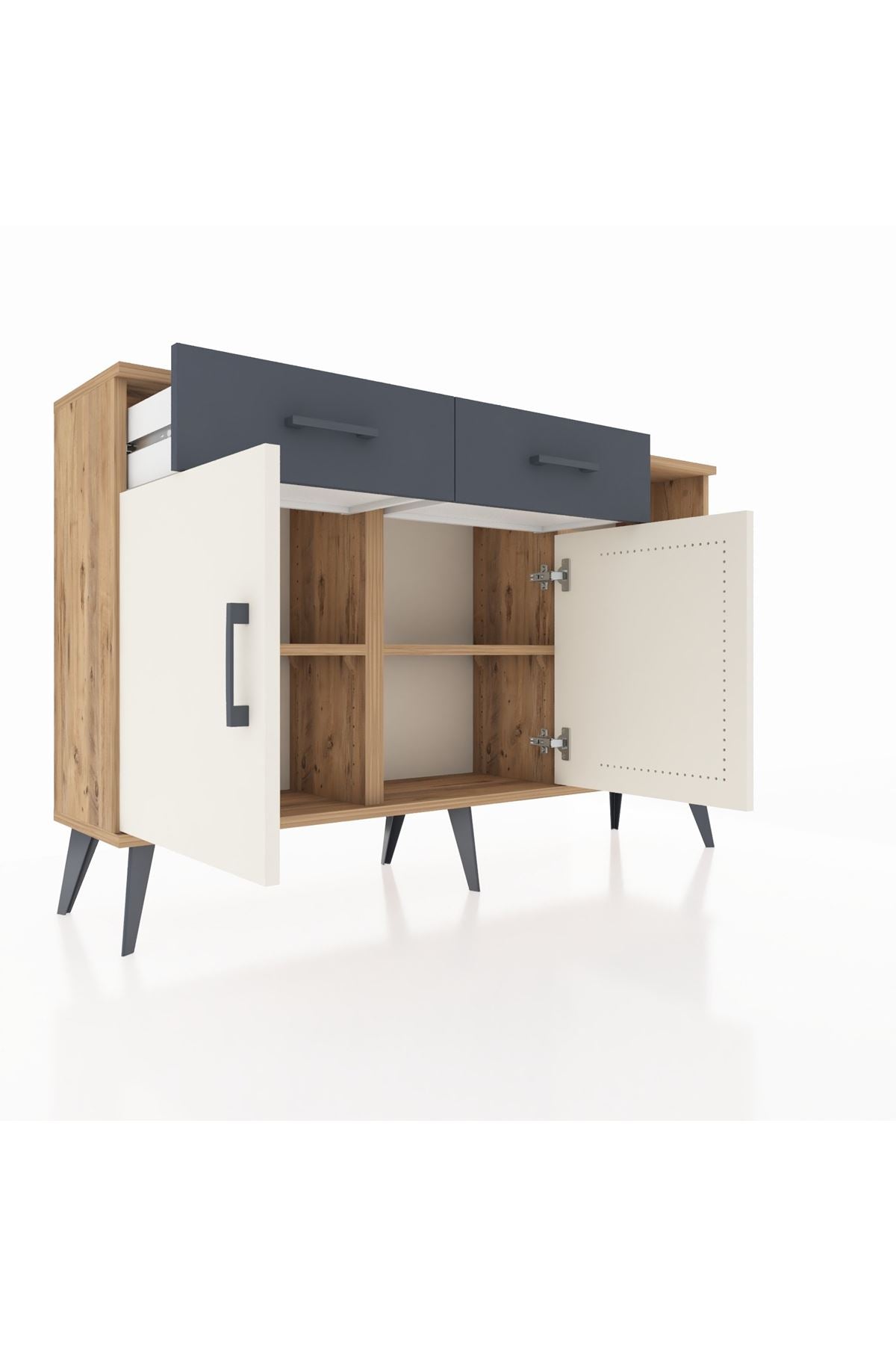 Arges Konsol 5 Raflı 2 Çekmeceli 2 Kapaklı 132x30x83 - S144M024V23A