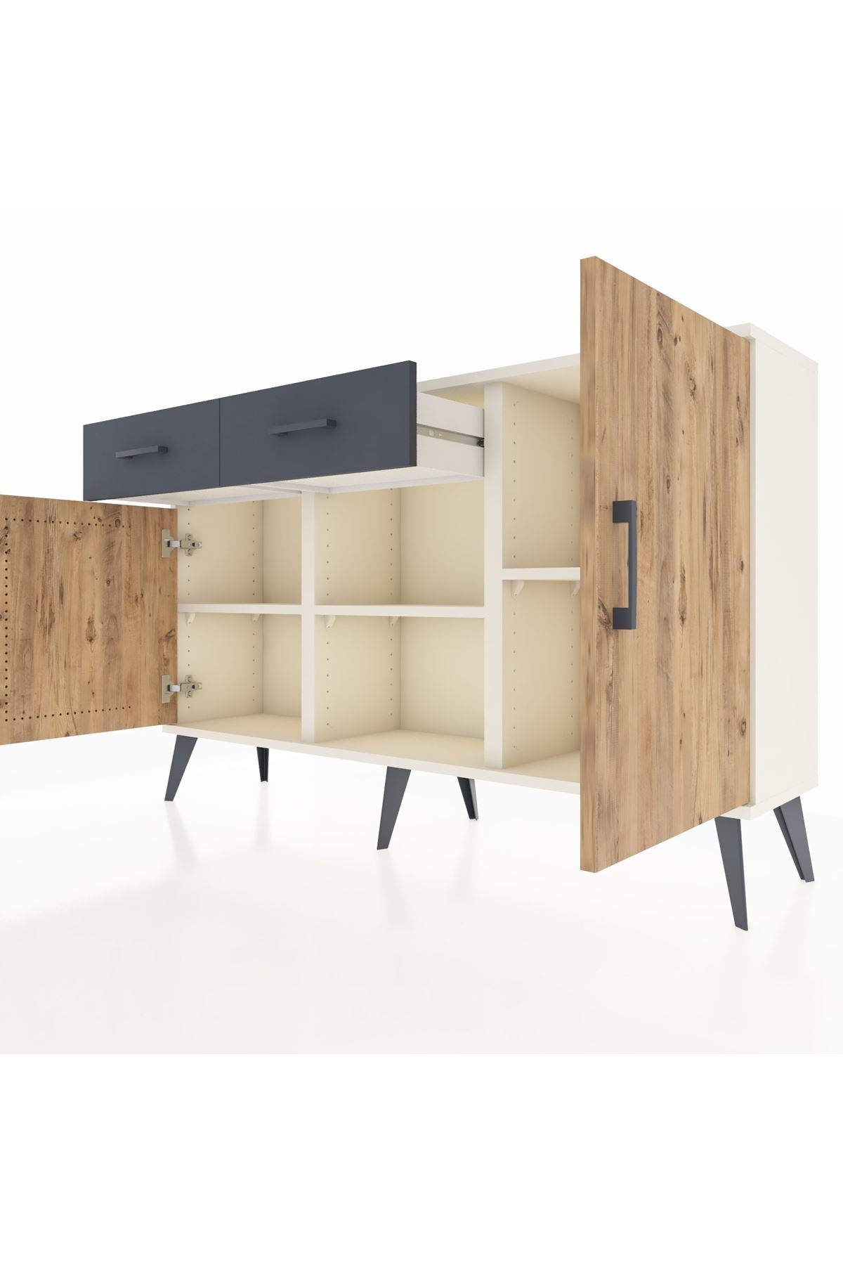Arges Konsol 3 Raflı 2 Çekmeceli 3 Kapaklı 132x30x83 - S144M025V02A