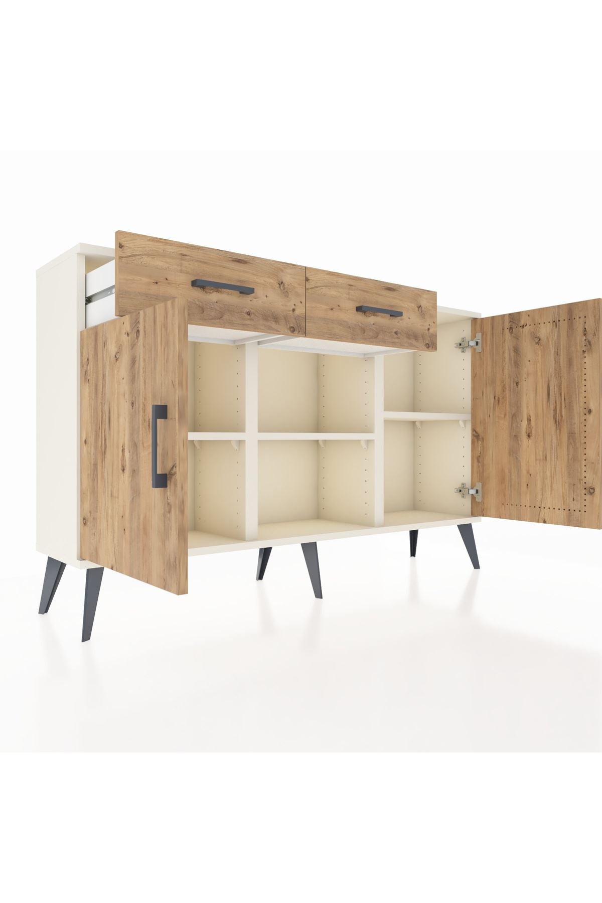 Arges Konsol 3 Raflı 2 Çekmeceli 3 Kapaklı 132x30x83 - S144M025V03A