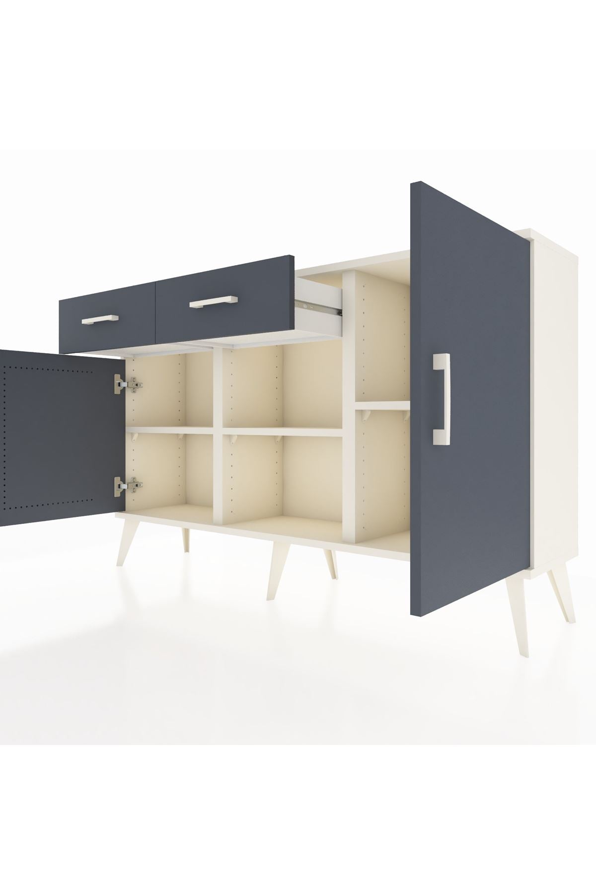 Arges Konsol 3 Raflı 2 Çekmeceli 3 Kapaklı 132x30x83 - S144M025V08A