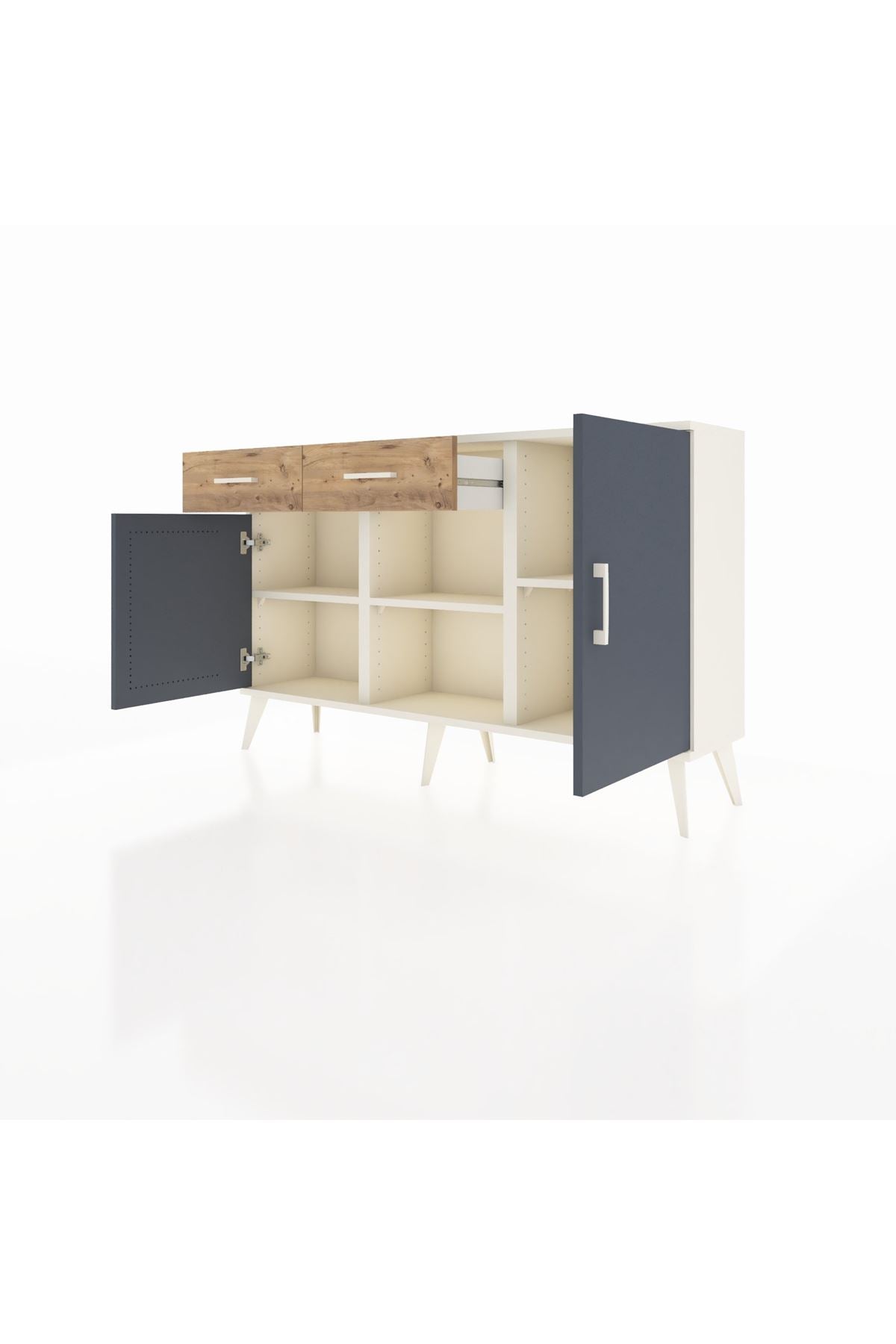 Arges Konsol 3 Raflı 2 Çekmeceli 3 Kapaklı 132x30x83 - S144M025V09A