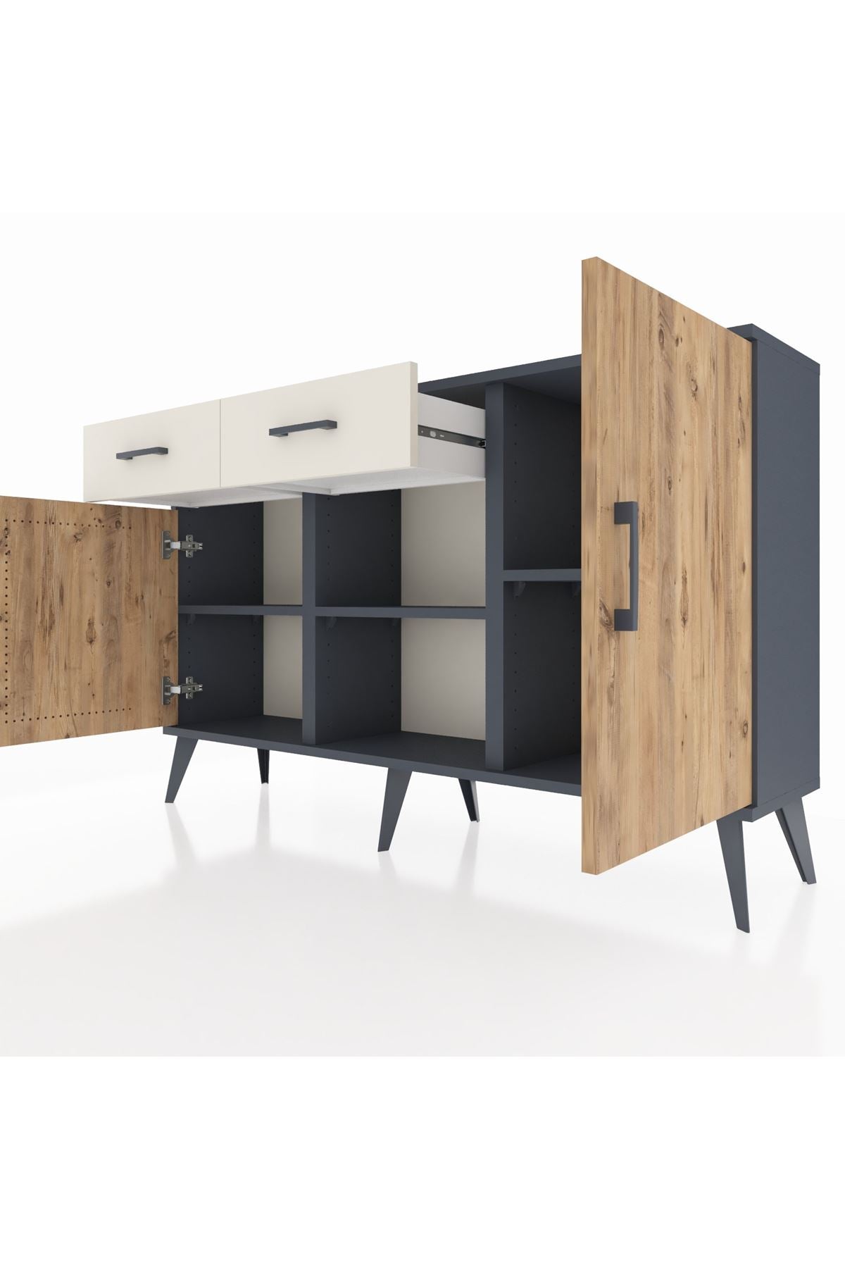 Arges Konsol 3 Raflı 2 Çekmeceli 3 Kapaklı 132x30x83 - S144M025V10A