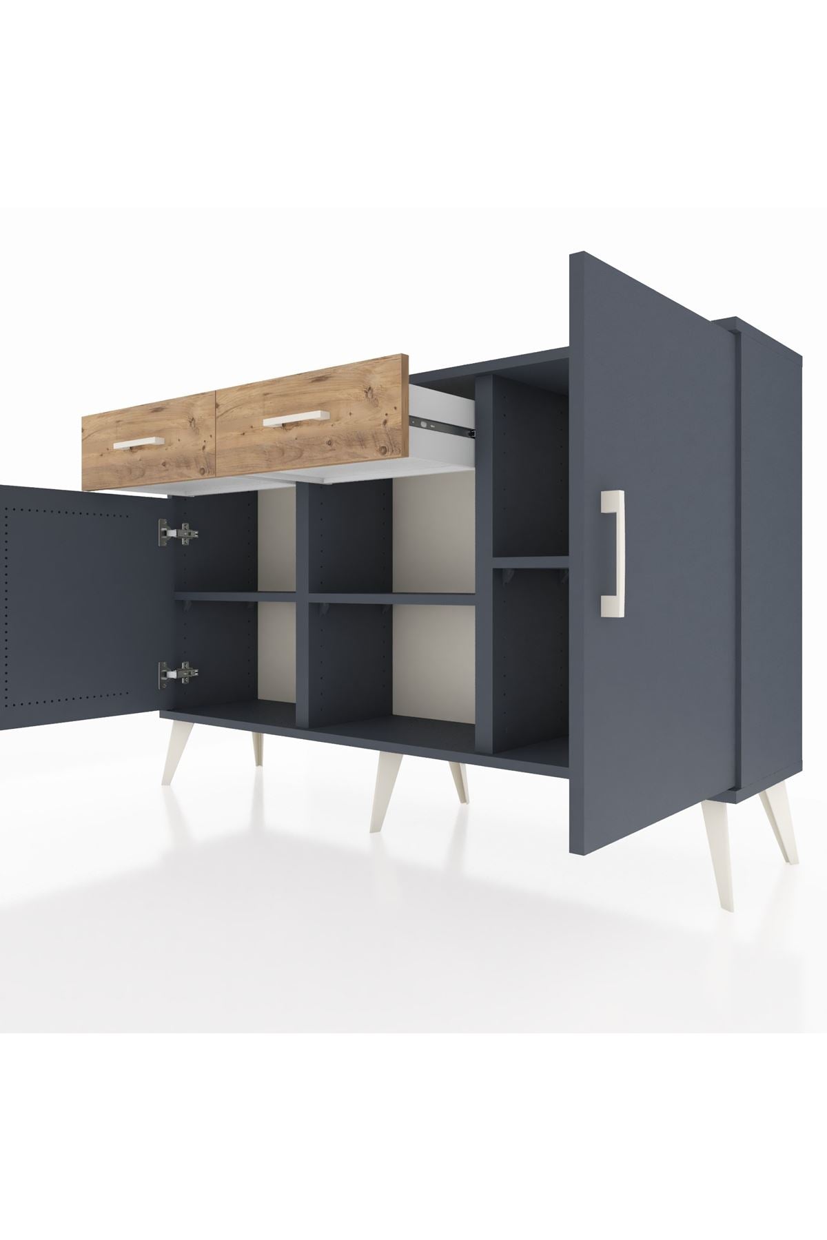Arges Konsol 3 Raflı 2 Çekmeceli 3 Kapaklı 132x30x83 - S144M025V18A