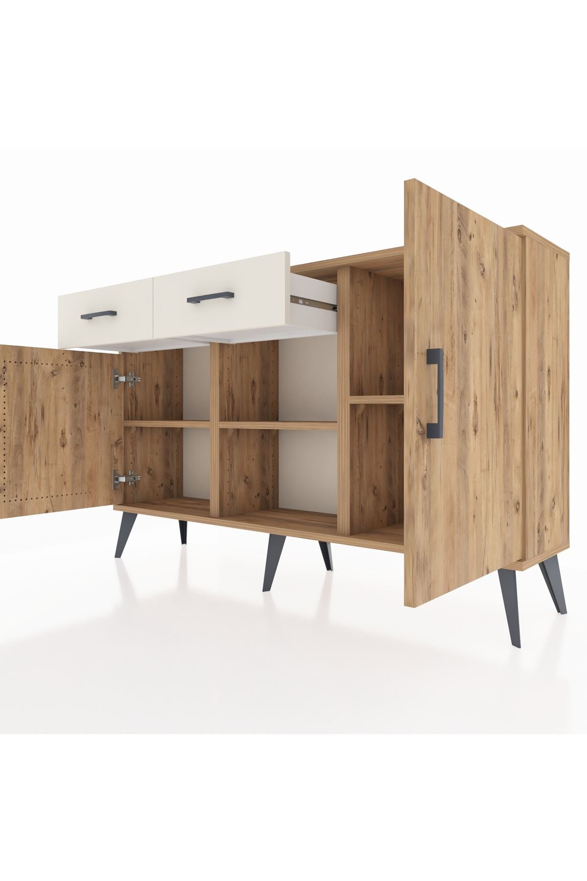 Arges Konsol 3 Raflı 2 Çekmeceli 3 Kapaklı 132x30x83 - S144M025V19A