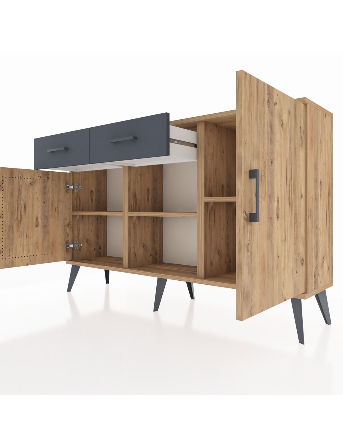 Arges Konsol 3 Raflı 2 Çekmeceli 3 Kapaklı 132x30x83 - S144M025V20A