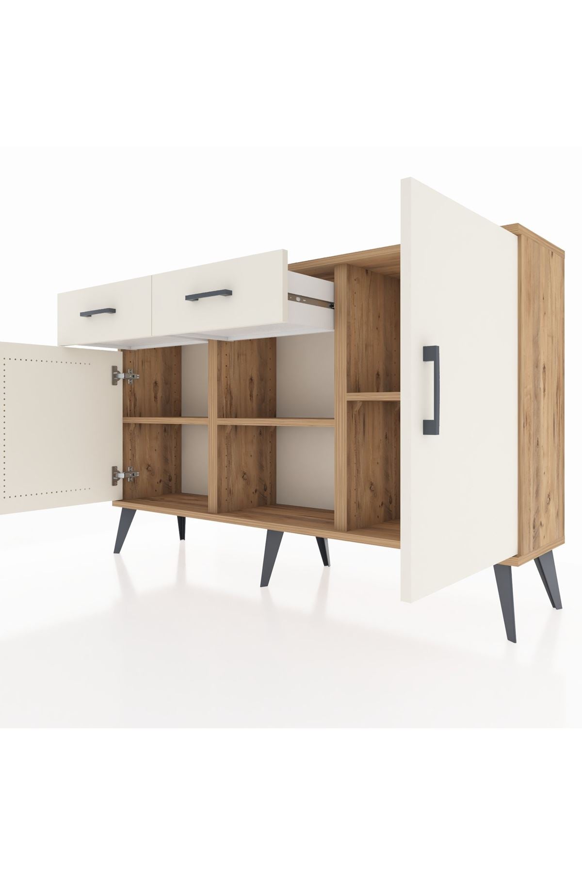 Arges Konsol 3 Raflı 2 Çekmeceli 3 Kapaklı 132x30x83 - S144M025V22A