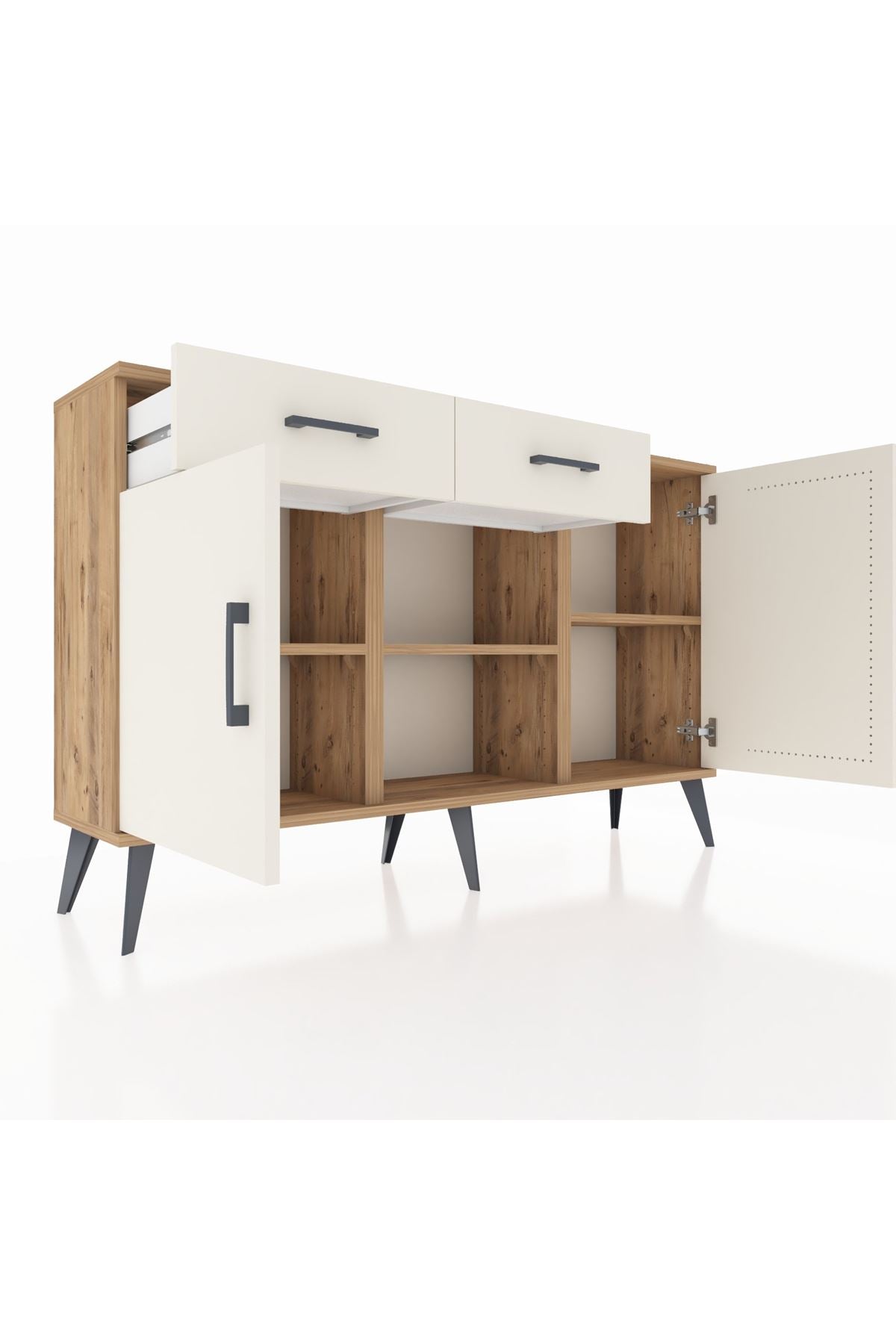 Arges Konsol 3 Raflı 2 Çekmeceli 3 Kapaklı 132x30x83 - S144M025V22A