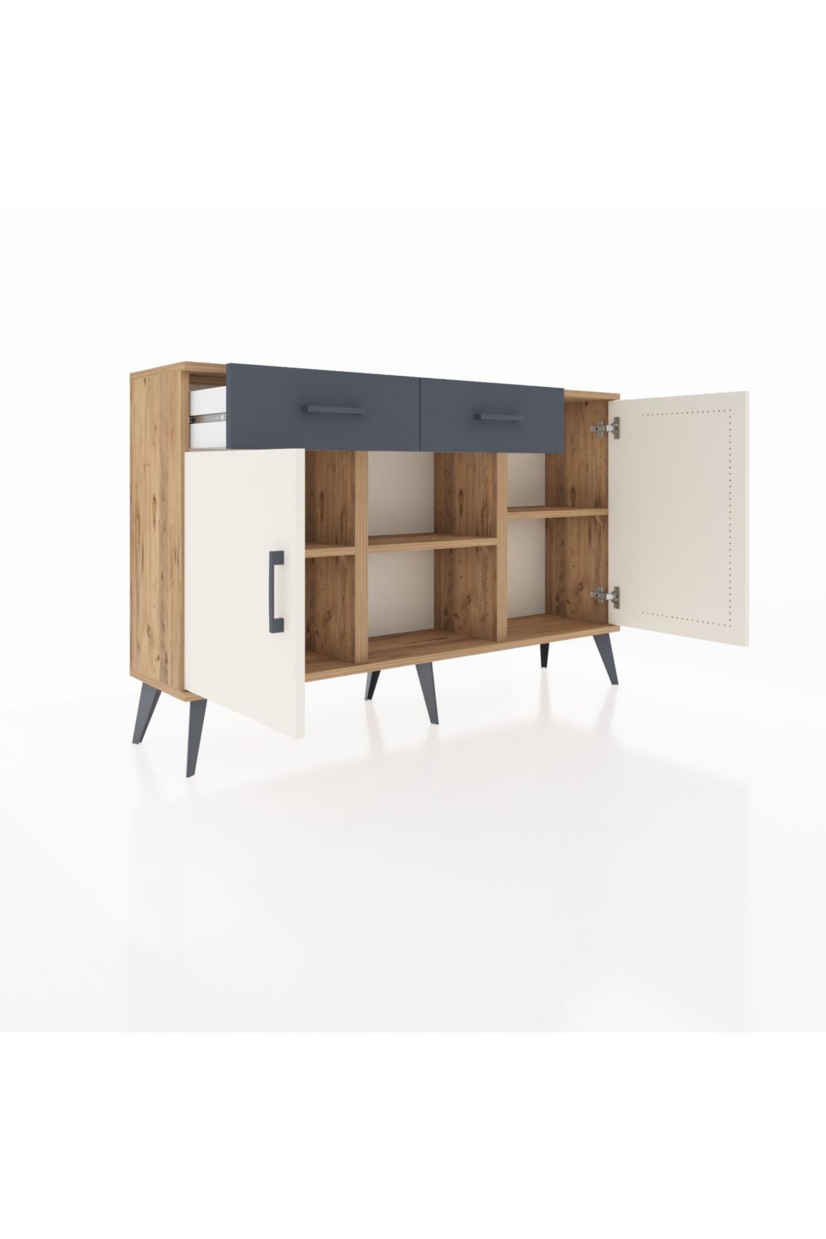 Arges Konsol 3 Raflı 2 Çekmeceli 3 Kapaklı 132x30x83 - S144M025V23A