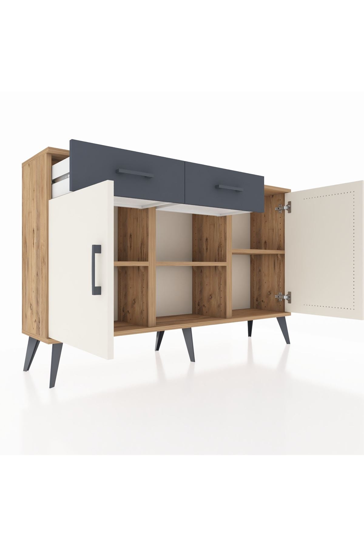 Arges Konsol 3 Raflı 2 Çekmeceli 3 Kapaklı 132x30x83 - S144M025V23A