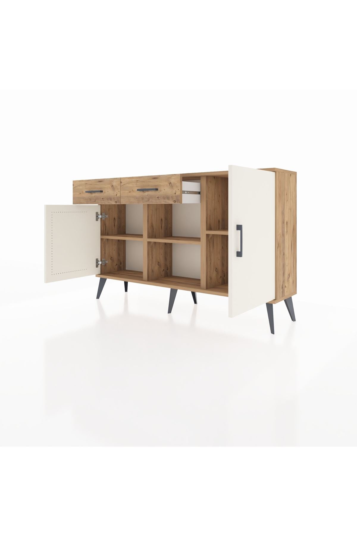 Arges Konsol 3 Raflı 2 Çekmeceli 3 Kapaklı 132x30x83 - S144M025V24A