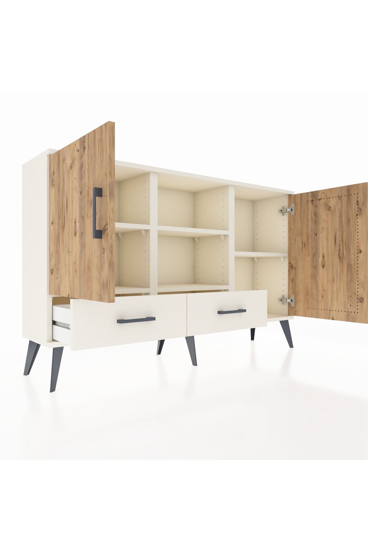 Arges Konsol 5 Raflı 2 Çekmeceli 3 Kapaklı 132x30x83 - S144M026V01A