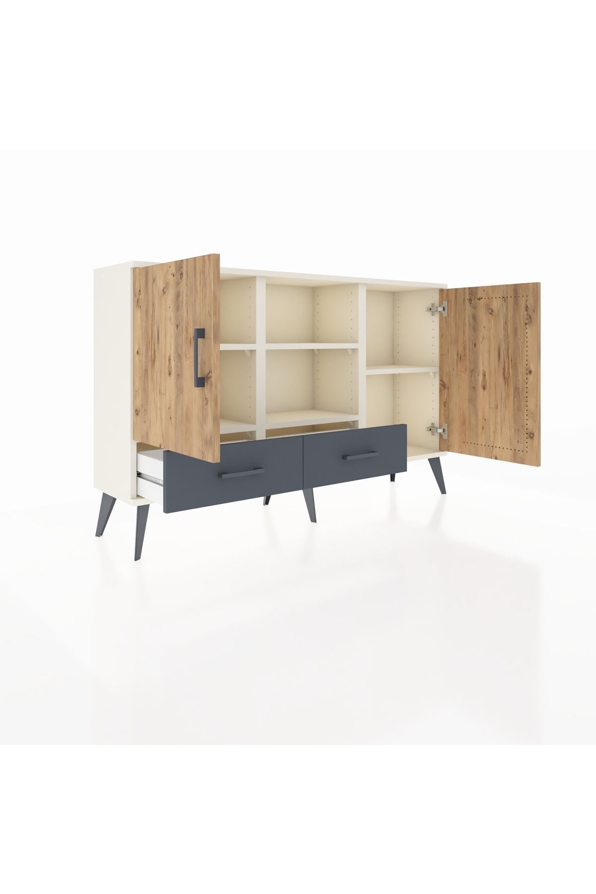 Arges Konsol 5 Raflı 2 Çekmeceli 3 Kapaklı 132x30x83 - S144M026V02A