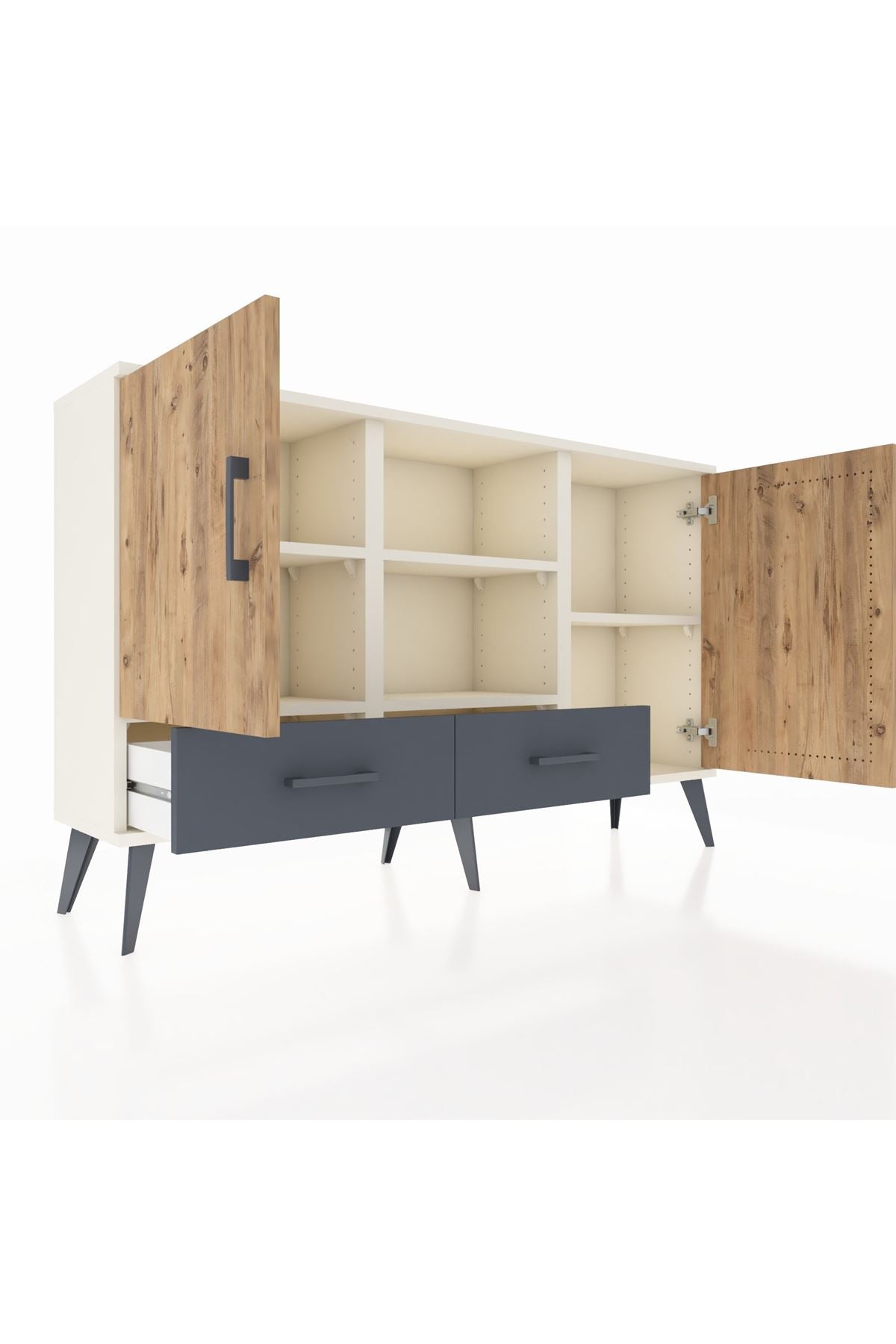Arges Konsol 5 Raflı 2 Çekmeceli 3 Kapaklı 132x30x83 - S144M026V02A