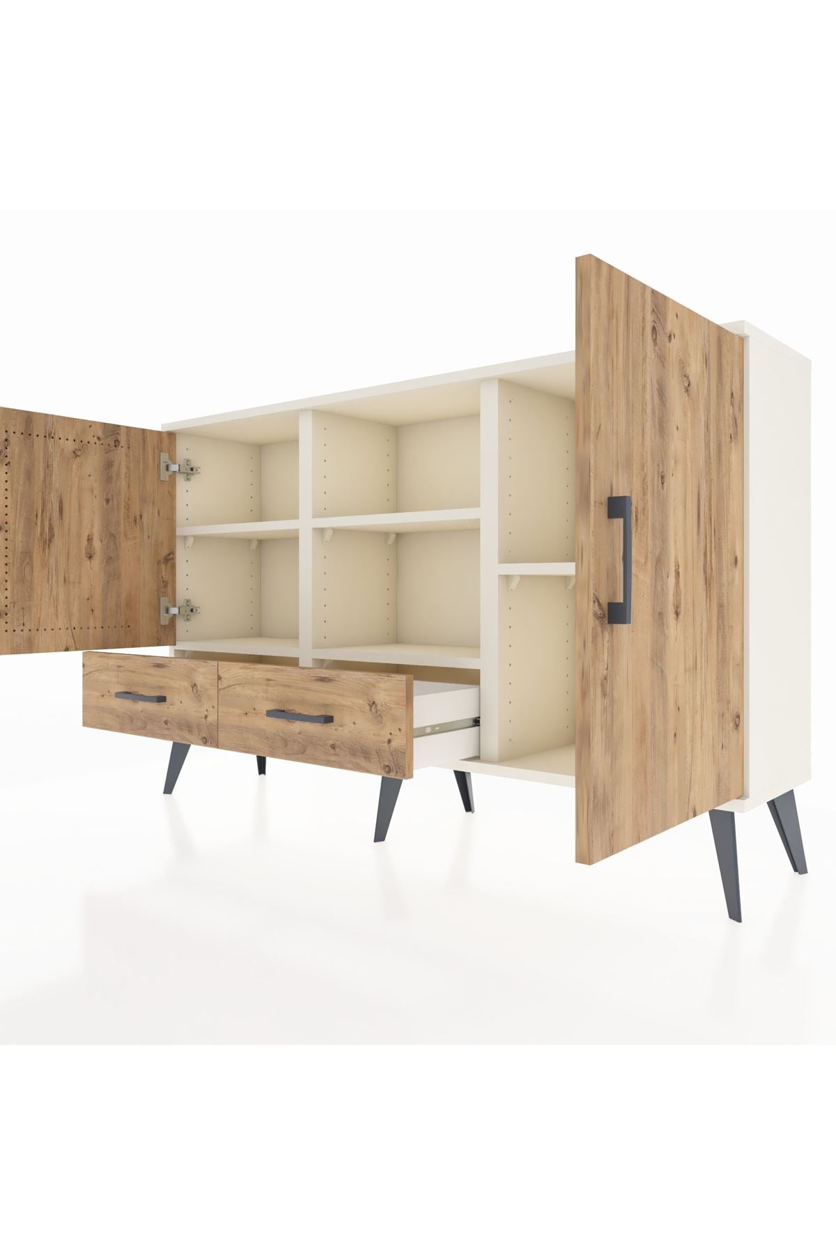Arges Konsol 5 Raflı 2 Çekmeceli 3 Kapaklı 132x30x83 - S144M026V03A