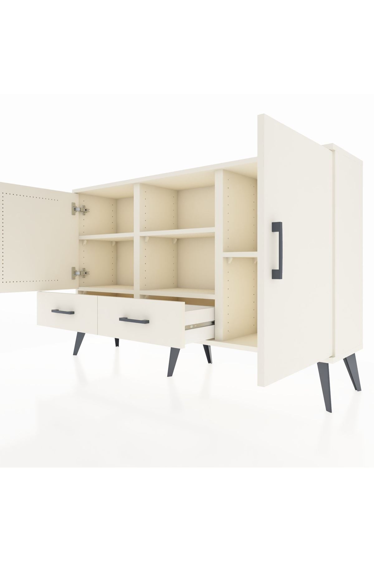Arges Konsol 5 Raflı 2 Çekmeceli 3 Kapaklı 132x30x83 - S144M026V04A