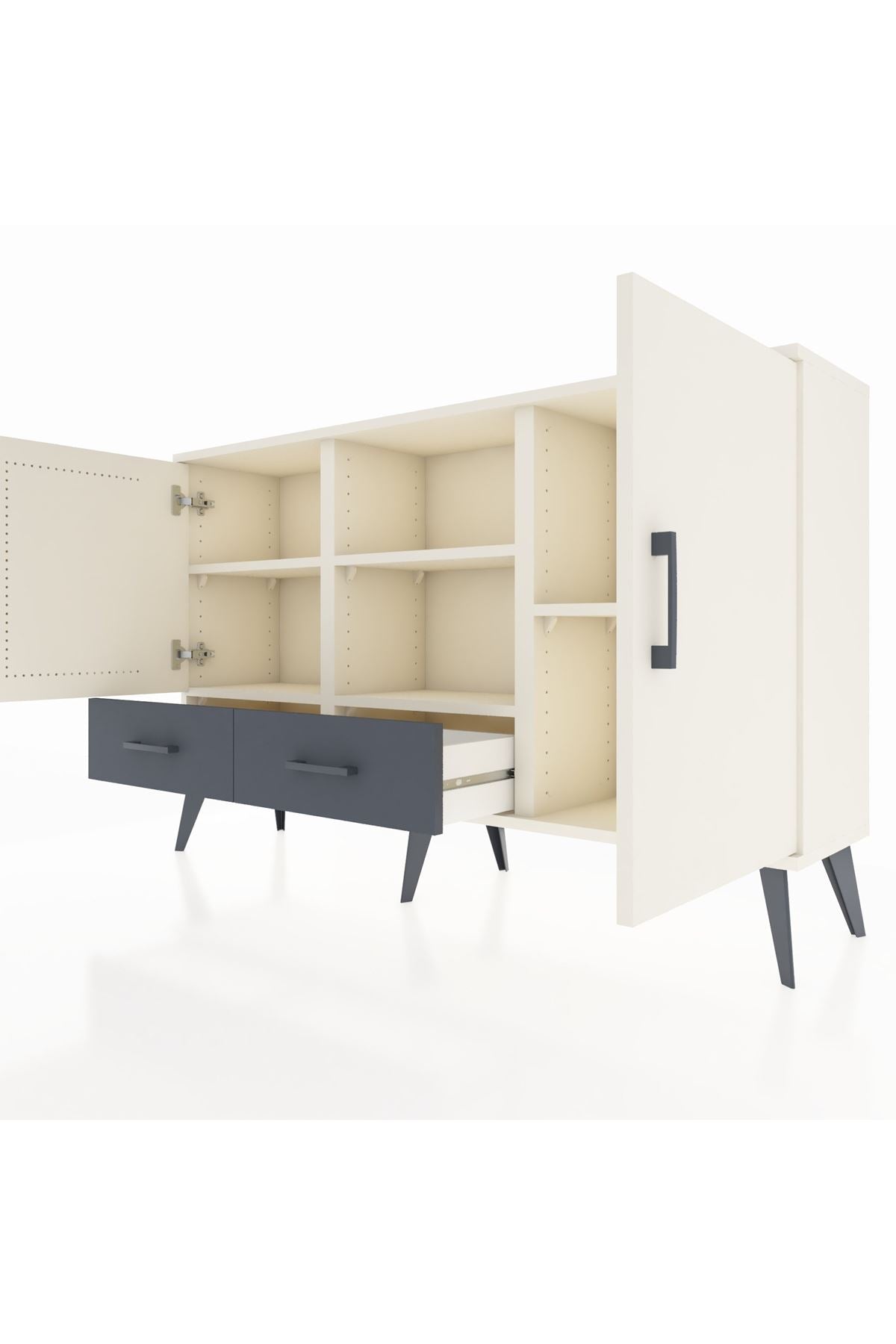 Arges Konsol 5 Raflı 2 Çekmeceli 3 Kapaklı 132x30x83 - S144M026V05A