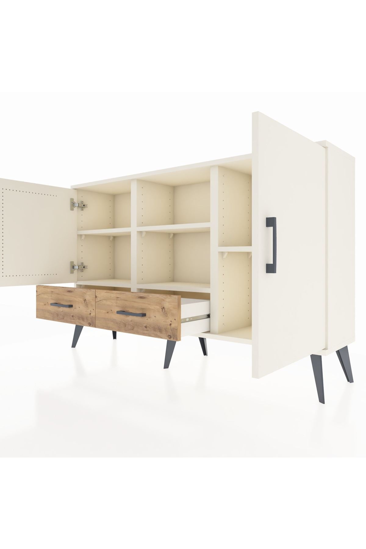 Arges Konsol 5 Raflı 2 Çekmeceli 3 Kapaklı 132x30x83 - S144M026V06A