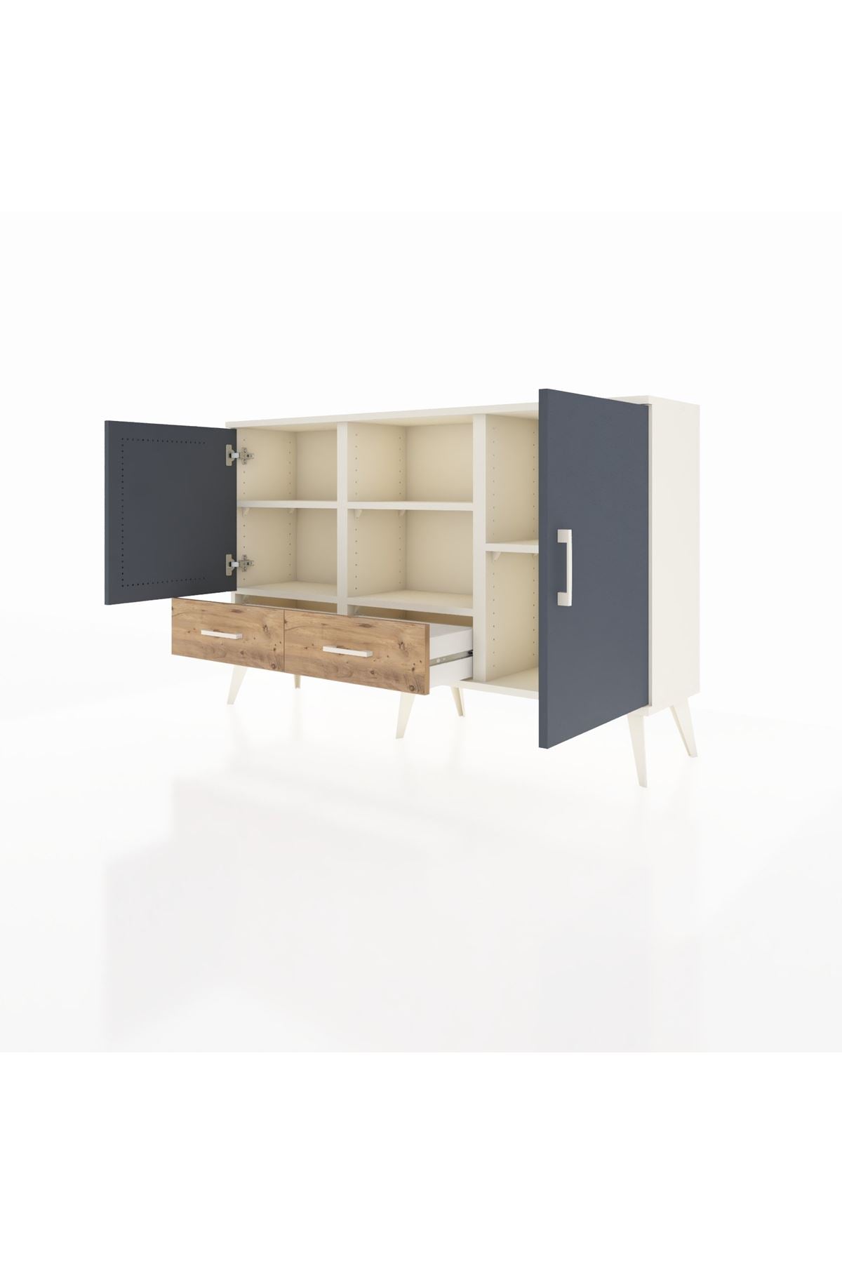 Arges Konsol 5 Raflı 2 Çekmeceli 3 Kapaklı 132x30x83 - S144M026V09A