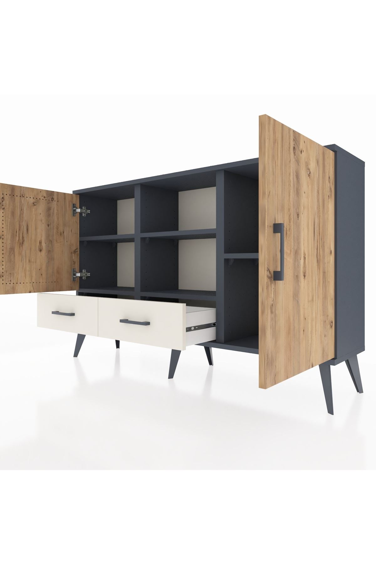 Arges Konsol 5 Raflı 2 Çekmeceli 3 Kapaklı 132x30x83 - S144M026V10A