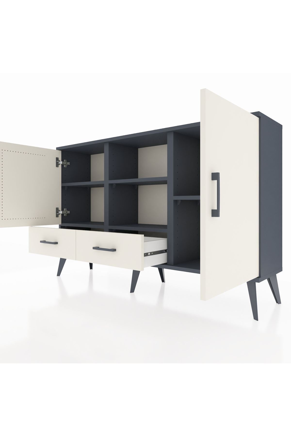 Arges Konsol 5 Raflı 2 Çekmeceli 3 Kapaklı 132x30x83 - S144M026V13A