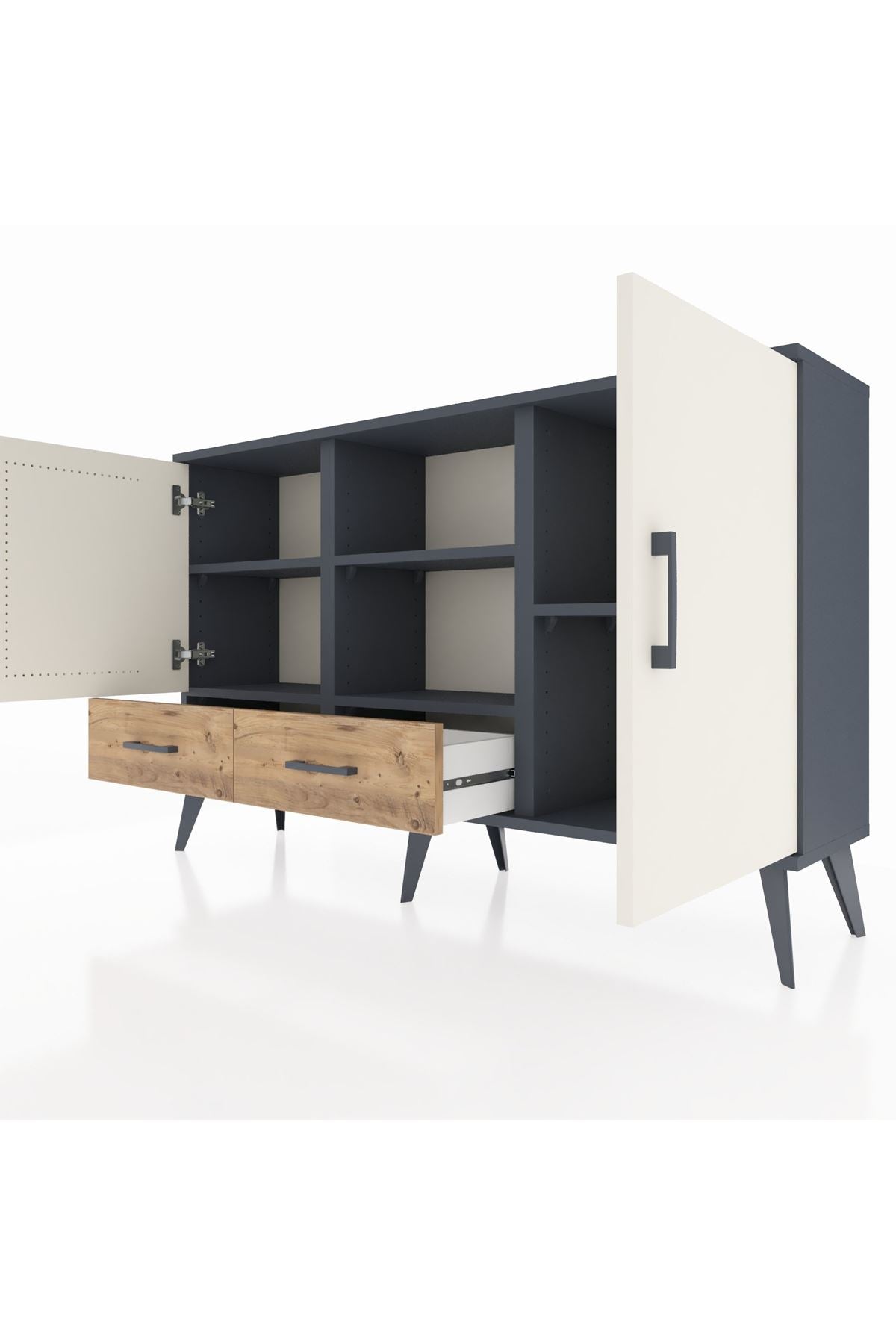 Arges Konsol 5 Raflı 2 Çekmeceli 3 Kapaklı 132x30x83 - S144M026V15A