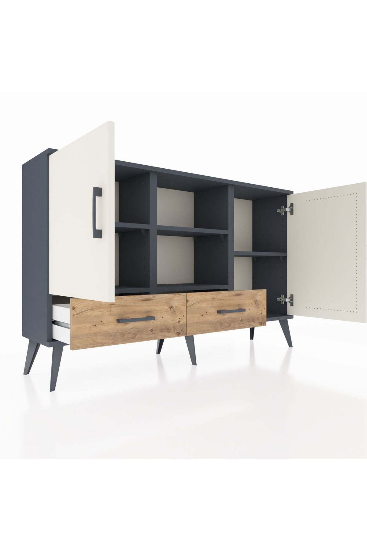 Arges Konsol 5 Raflı 2 Çekmeceli 3 Kapaklı 132x30x83 - S144M026V15A
