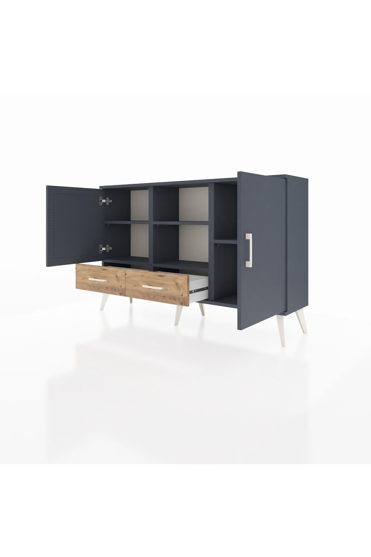 Arges Konsol 5 Raflı 2 Çekmeceli 3 Kapaklı 132x30x83 - S144M026V18A