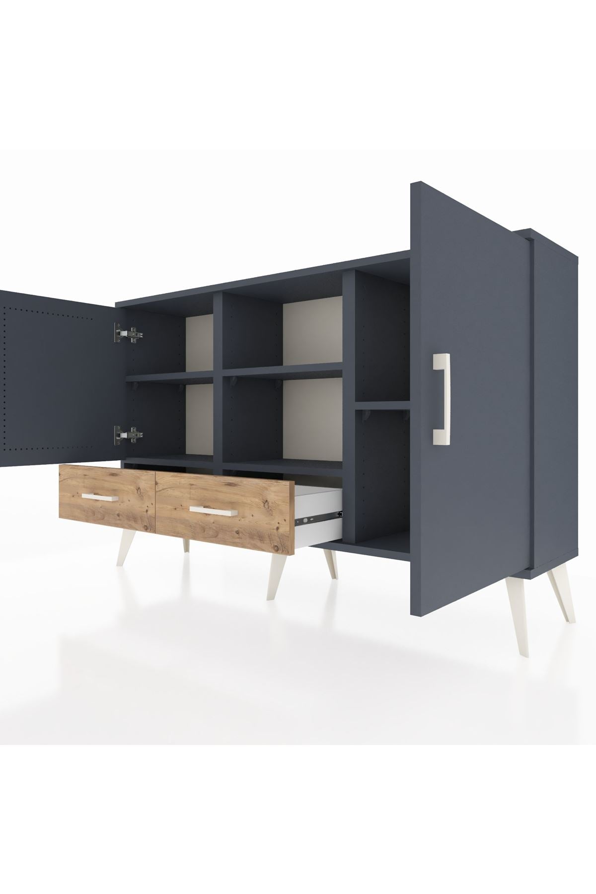 Arges Konsol 5 Raflı 2 Çekmeceli 3 Kapaklı 132x30x83 - S144M026V18A