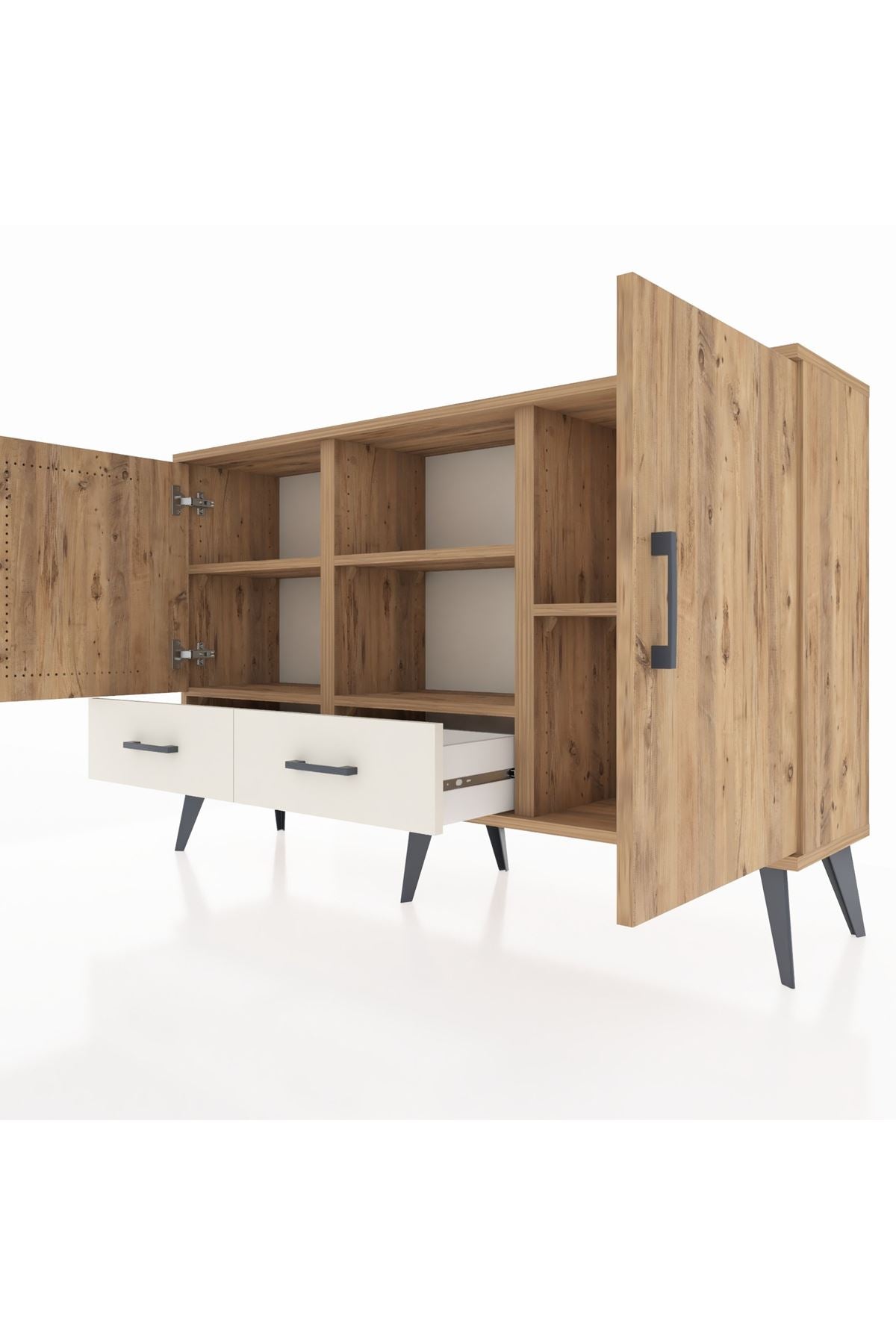 Arges Konsol 5 Raflı 2 Çekmeceli 3 Kapaklı 132x30x83 - S144M026V19A