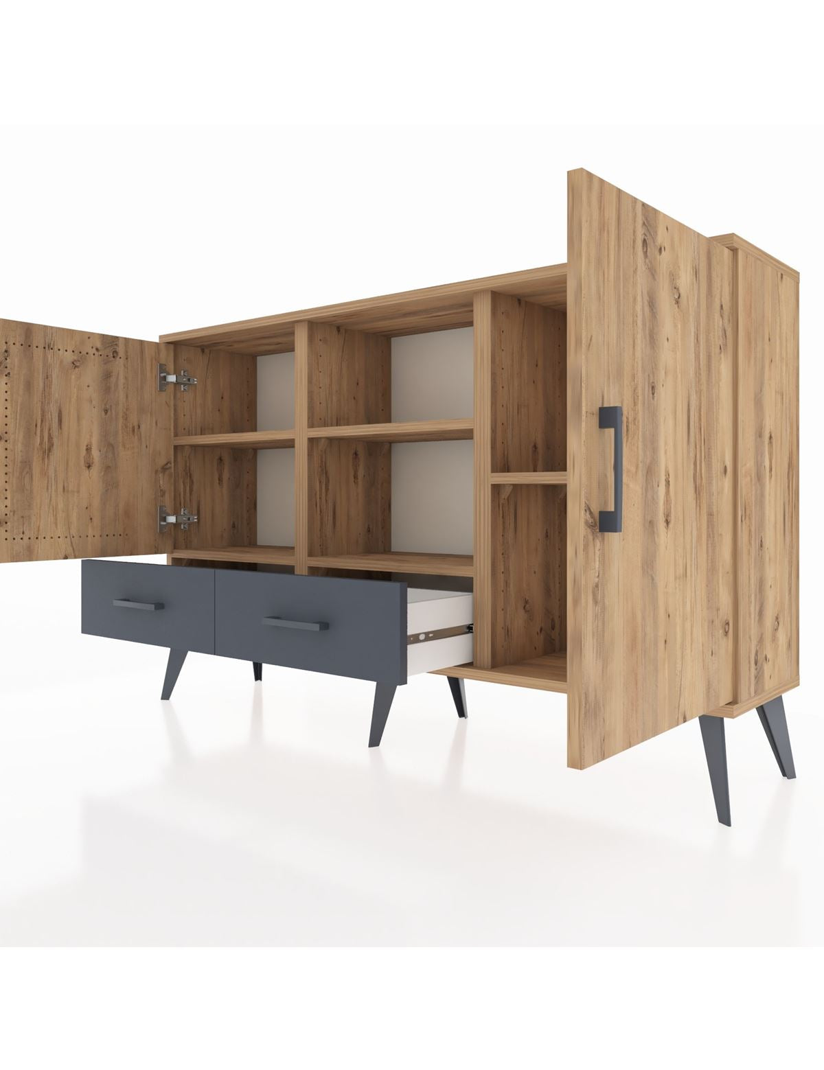 Arges Konsol 5 Raflı 2 Çekmeceli 3 Kapaklı 132x30x83 - S144M026V20A