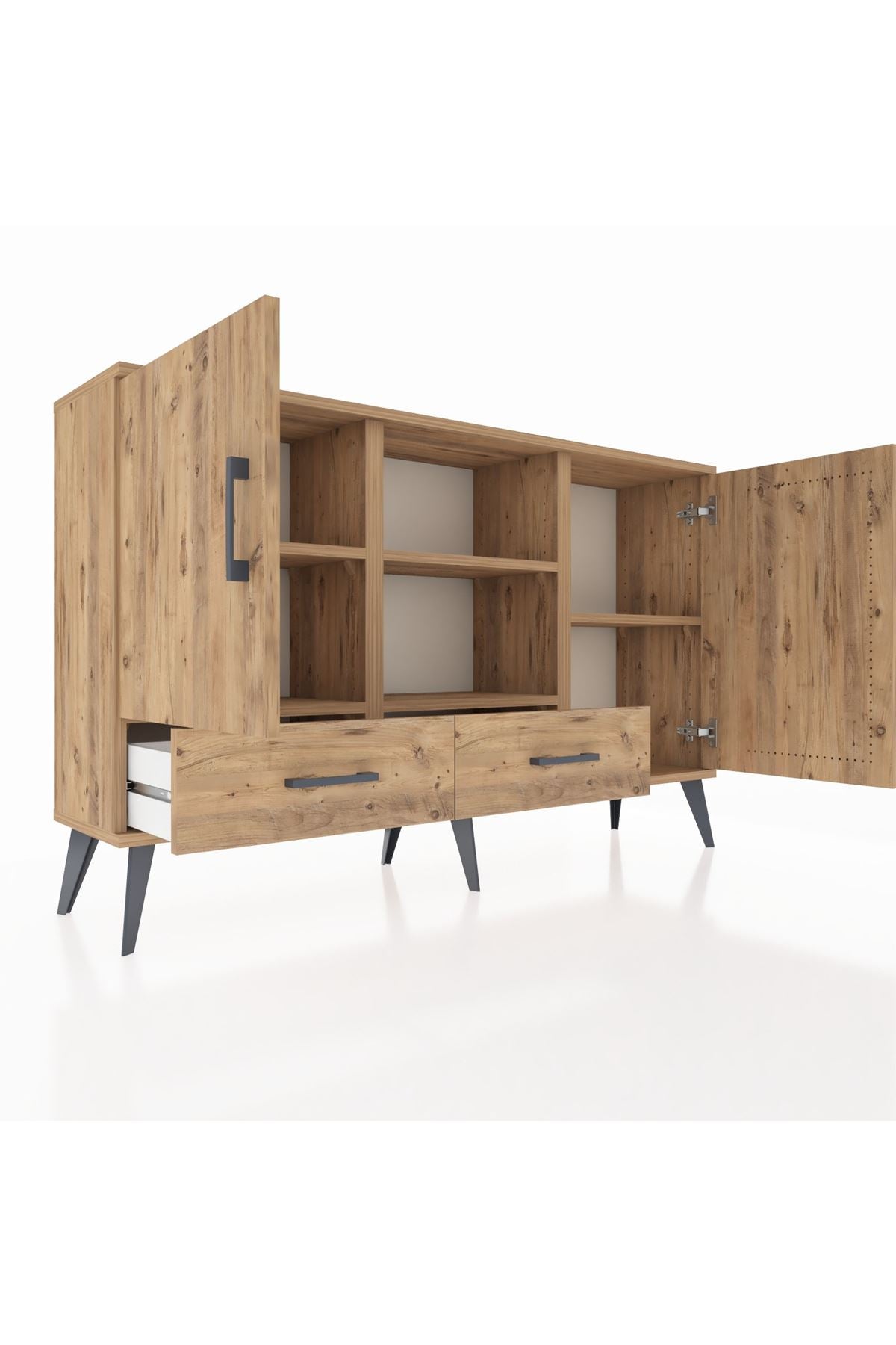 Arges Konsol 5 Raflı 2 Çekmeceli 3 Kapaklı 132x30x83 - S144M026V21A