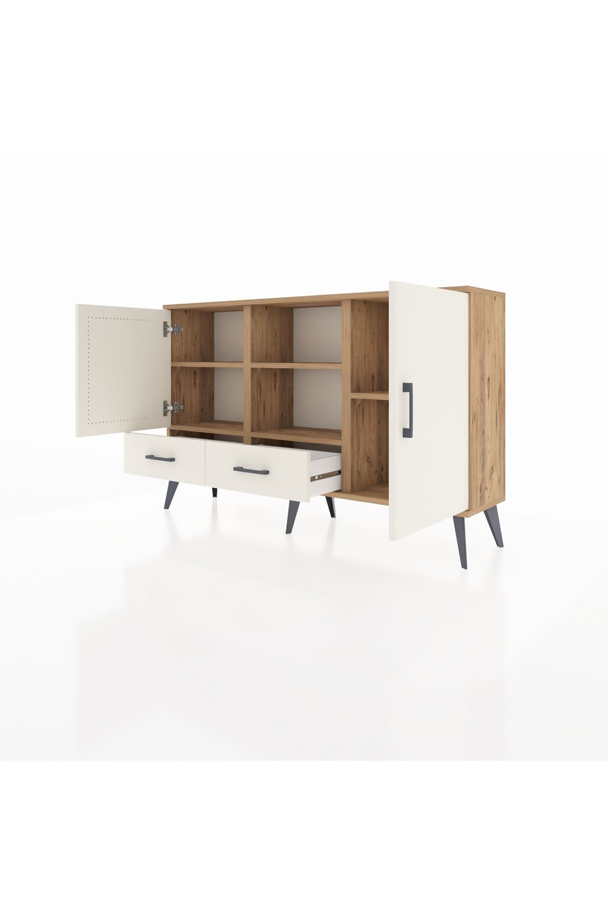Arges Konsol 5 Raflı 2 Çekmeceli 3 Kapaklı 132x30x83 - S144M026V22A