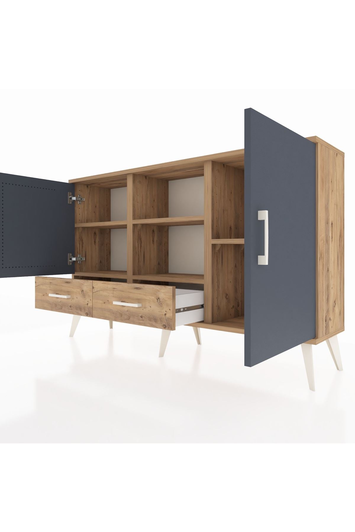 Arges Konsol 5 Raflı 2 Çekmeceli 3 Kapaklı 132x30x83 - S144M026V27A