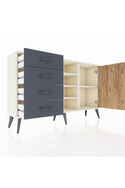 Arges Konsol 4 Raflı 4 Çekmeceli Tek Kapaklı 132x30x83 - S144M027V02A