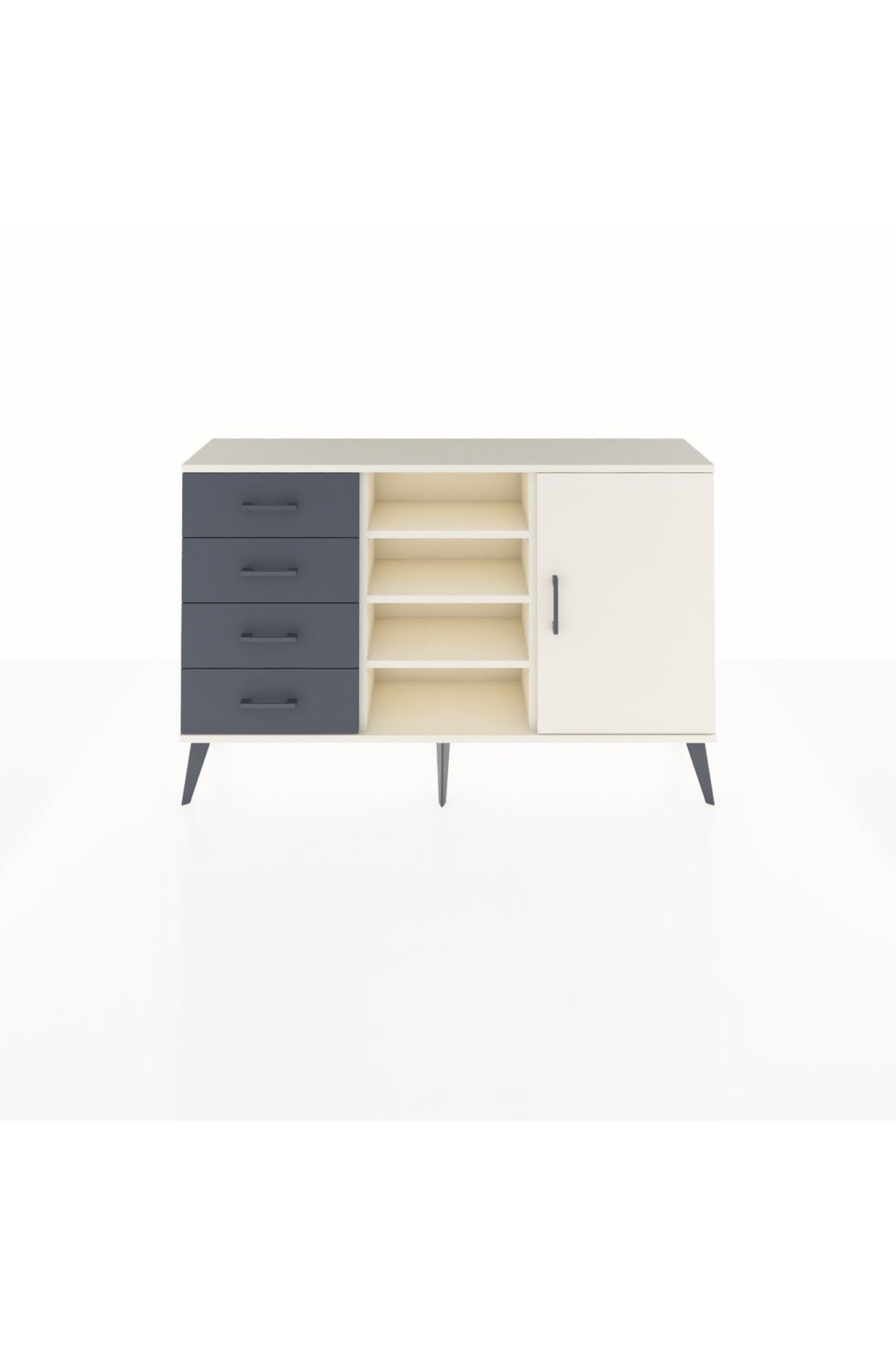 Arges Konsol 4 Raflı 4 Çekmeceli Tek Kapaklı 132x30x83 - S144M027V05A