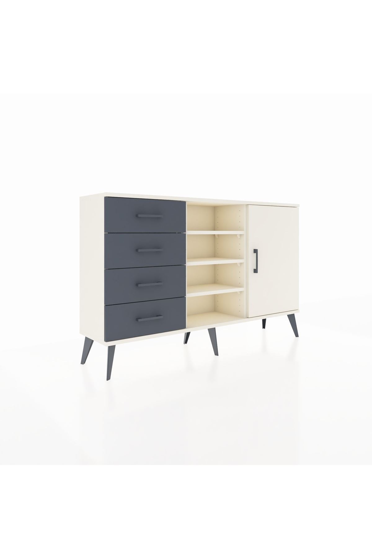 Arges Konsol 4 Raflı 4 Çekmeceli Tek Kapaklı 132x30x83 - S144M027V05A