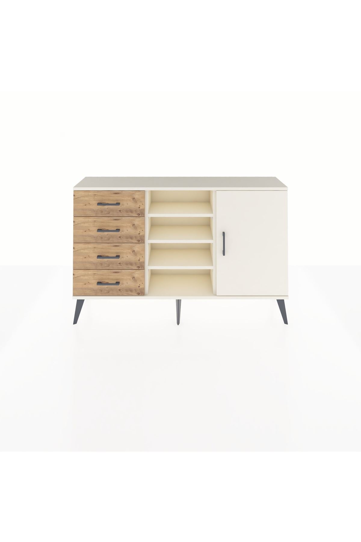 Arges Konsol 4 Raflı 4 Çekmeceli Tek Kapaklı 132x30x83 - S144M027V06A