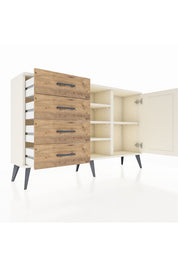 Arges Konsol 4 Raflı 4 Çekmeceli Tek Kapaklı 132x30x83 - S144M027V06A