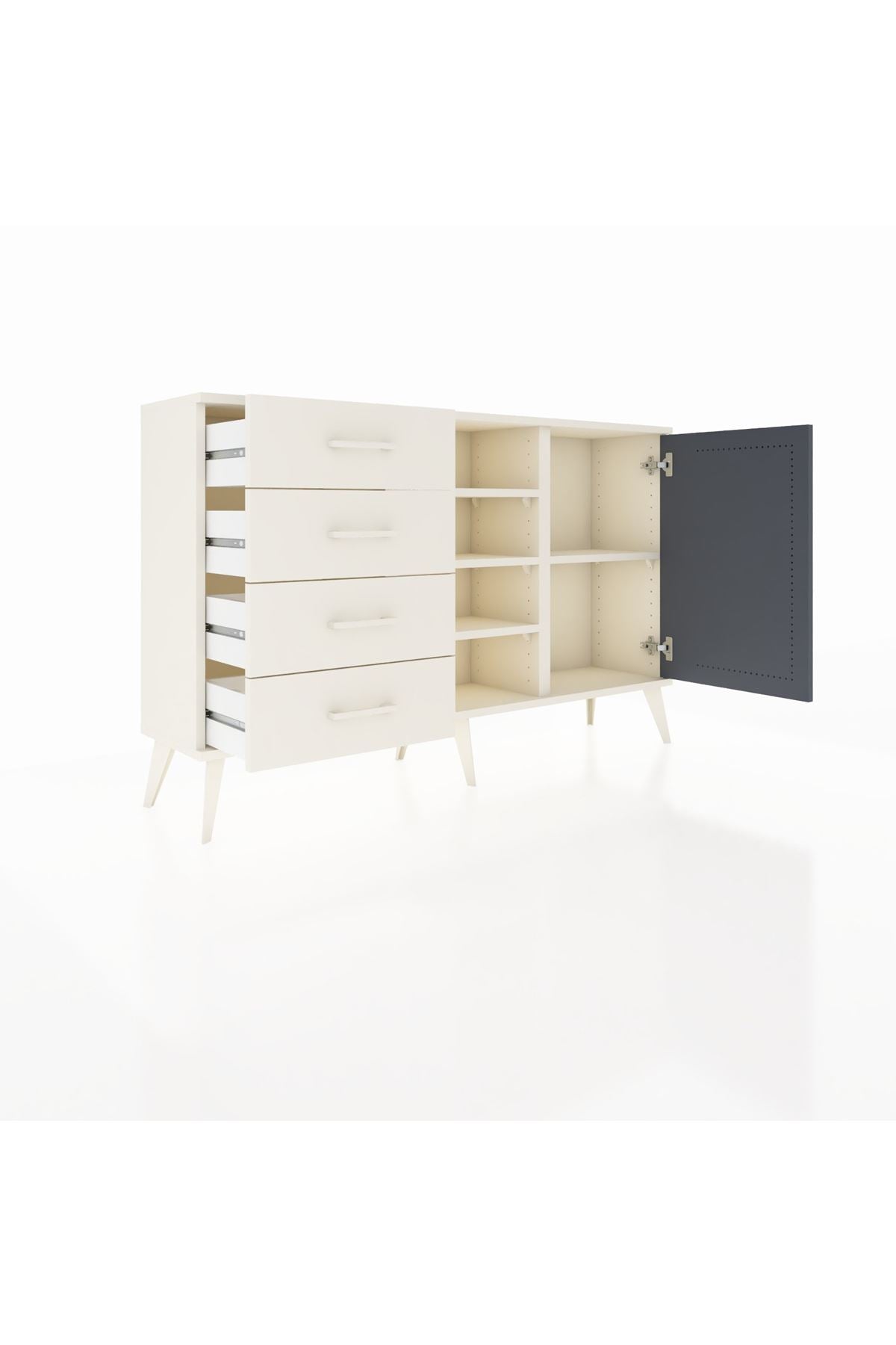 Arges Konsol 4 Raflı 4 Çekmeceli Tek Kapaklı 132x30x83 - S144M027V07A