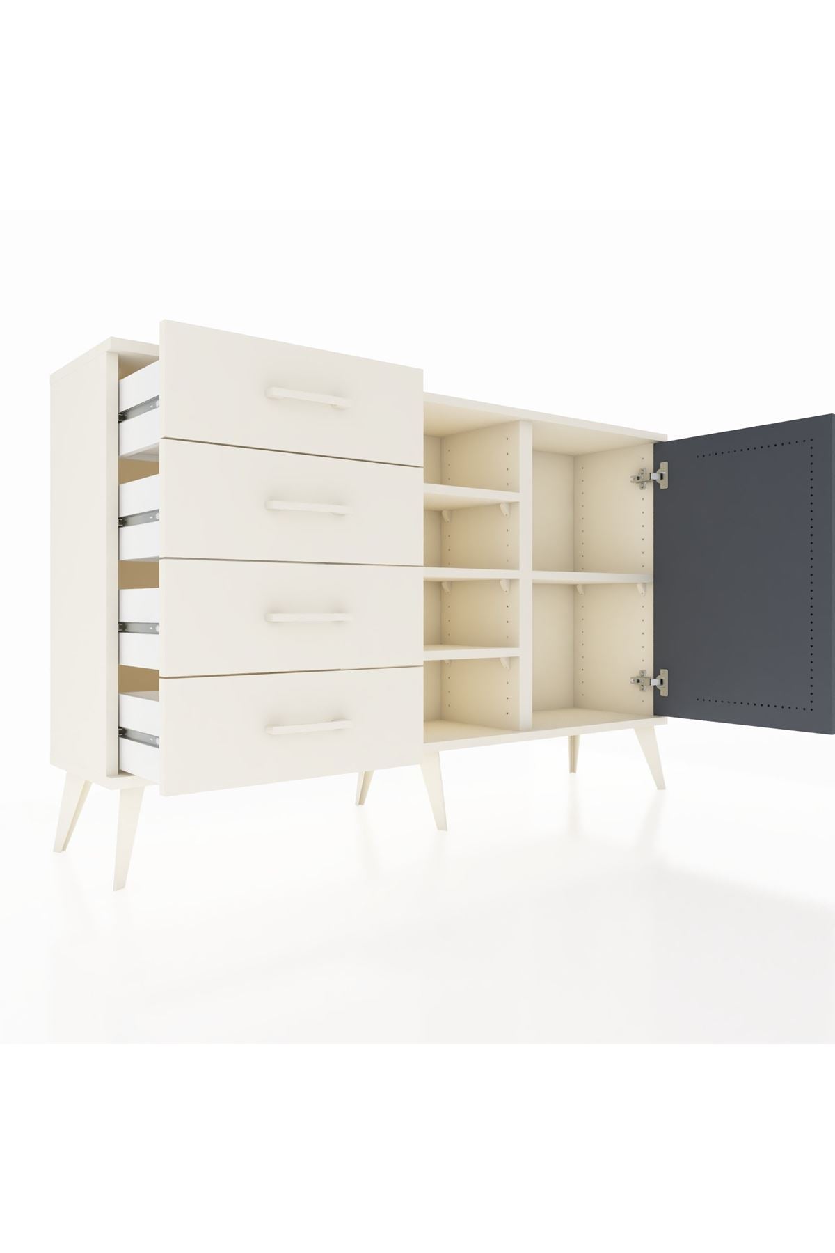 Arges Konsol 4 Raflı 4 Çekmeceli Tek Kapaklı 132x30x83 - S144M027V07A