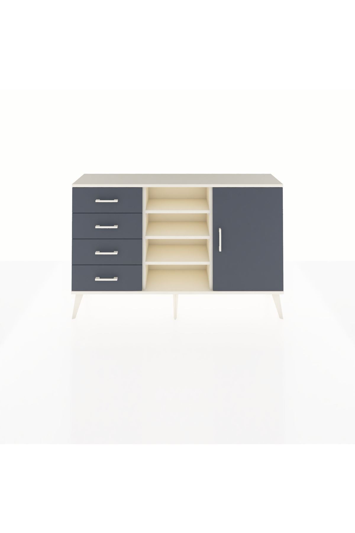 Arges Konsol 4 Raflı 4 Çekmeceli Tek Kapaklı 132x30x83 - S144M027V08A