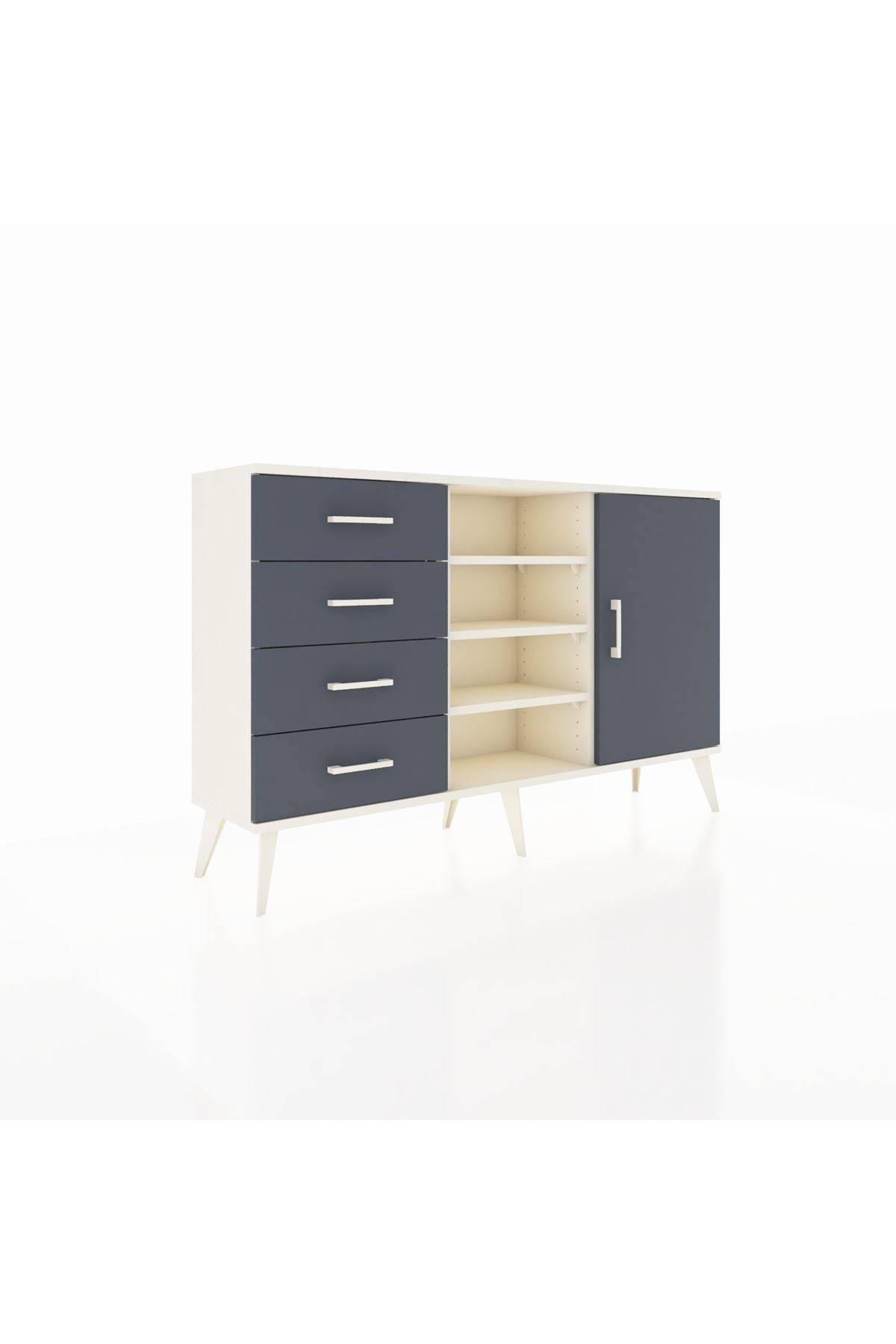 Arges Konsol 4 Raflı 4 Çekmeceli Tek Kapaklı 132x30x83 - S144M027V08A