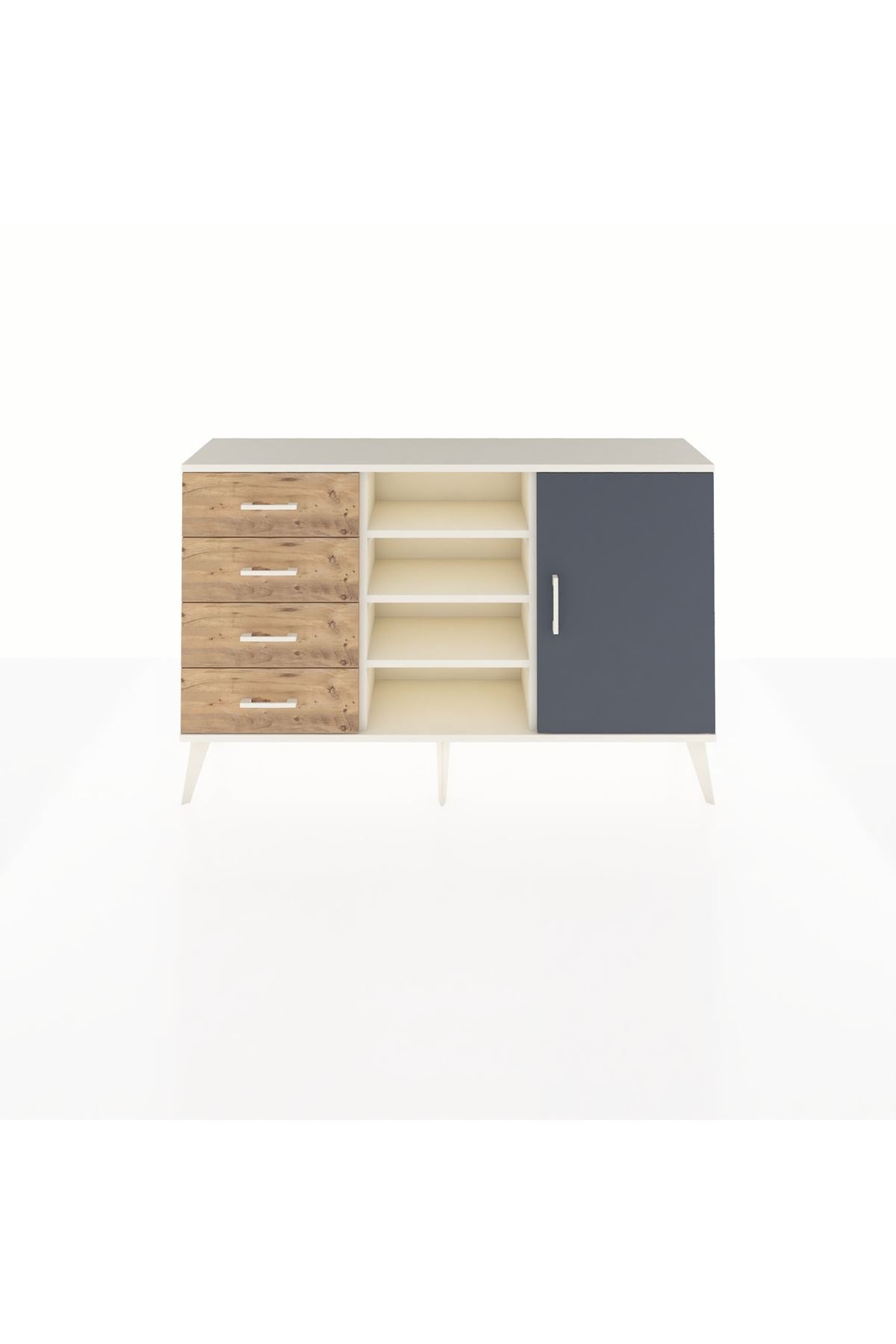 Arges Konsol 4 Raflı 4 Çekmeceli Tek Kapaklı 132x30x83 - S144M027V09A