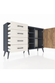 Arges Konsol 4 Raflı 4 Çekmeceli Tek Kapaklı 132x30x83 - S144M027V10A