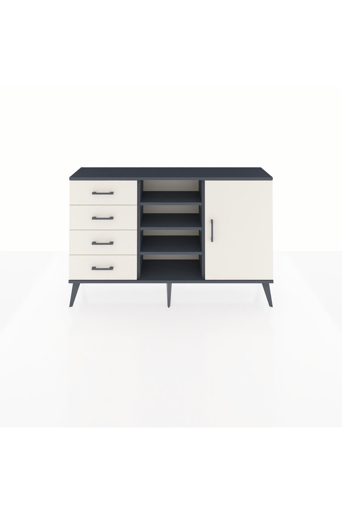 Arges Konsol 4 Raflı 4 Çekmeceli Tek Kapaklı 132x30x83 - S144M027V13A