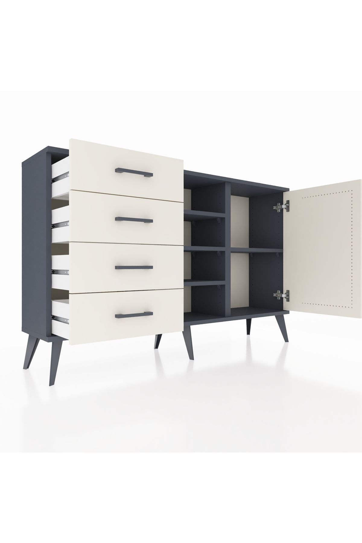 Arges Konsol 4 Raflı 4 Çekmeceli Tek Kapaklı 132x30x83 - S144M027V13A