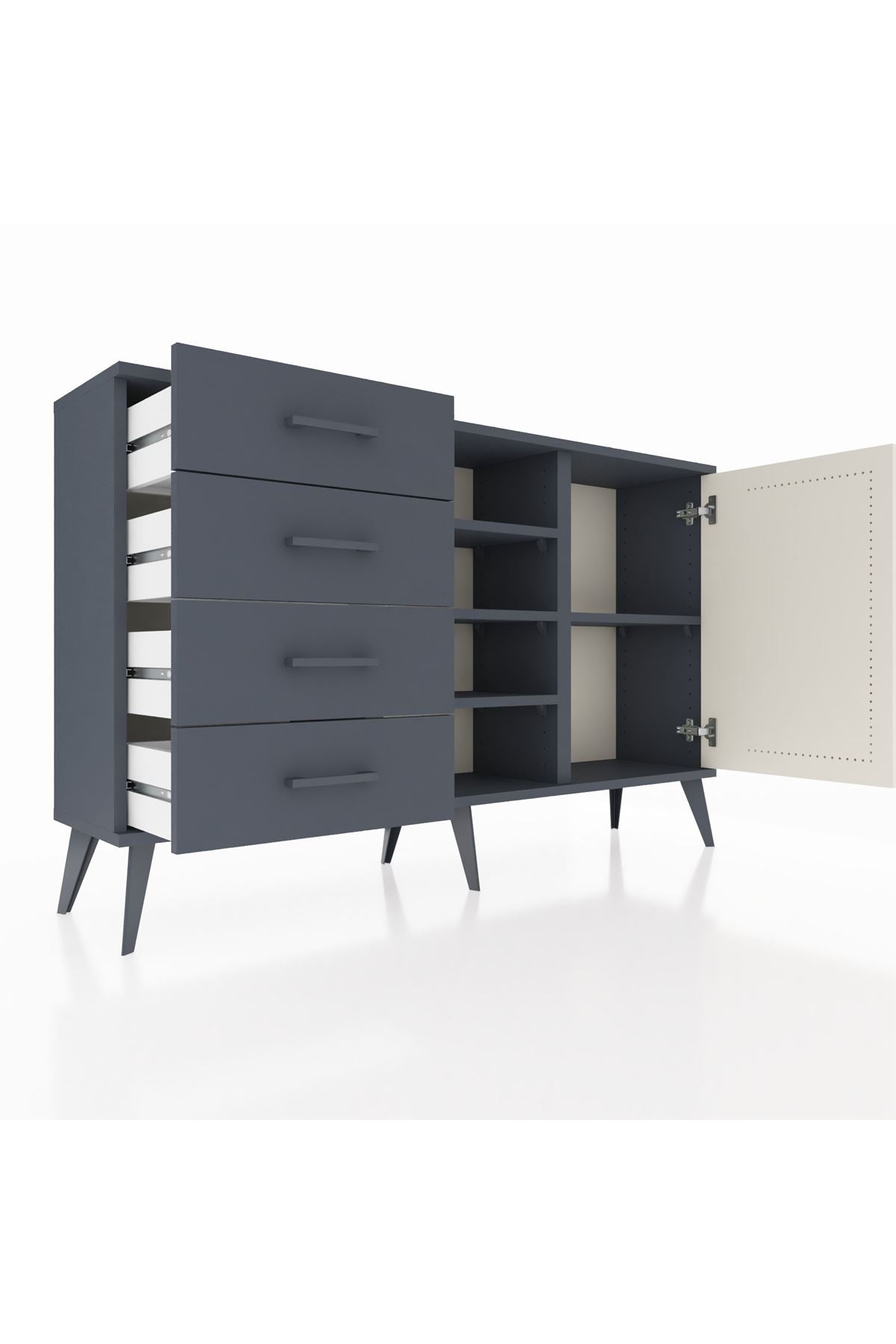 Arges Konsol 4 Raflı 4 Çekmeceli Tek Kapaklı 132x30x83 - S144M027V14A