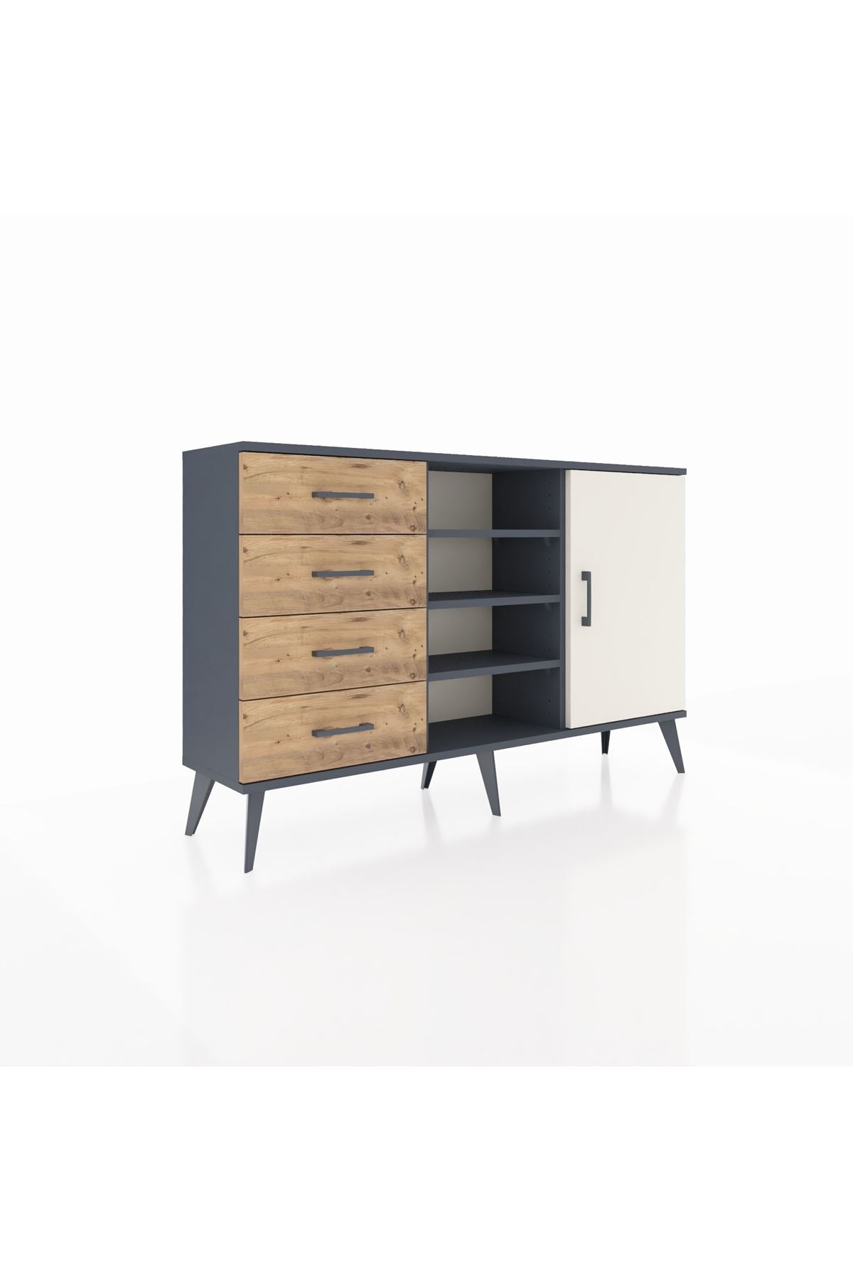 Arges Konsol 4 Raflı 4 Çekmeceli Tek Kapaklı 132x30x83 - S144M027V15A