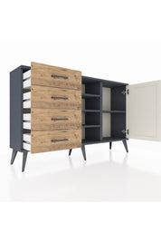 Arges Konsol 4 Raflı 4 Çekmeceli Tek Kapaklı 132x30x83 - S144M027V15A